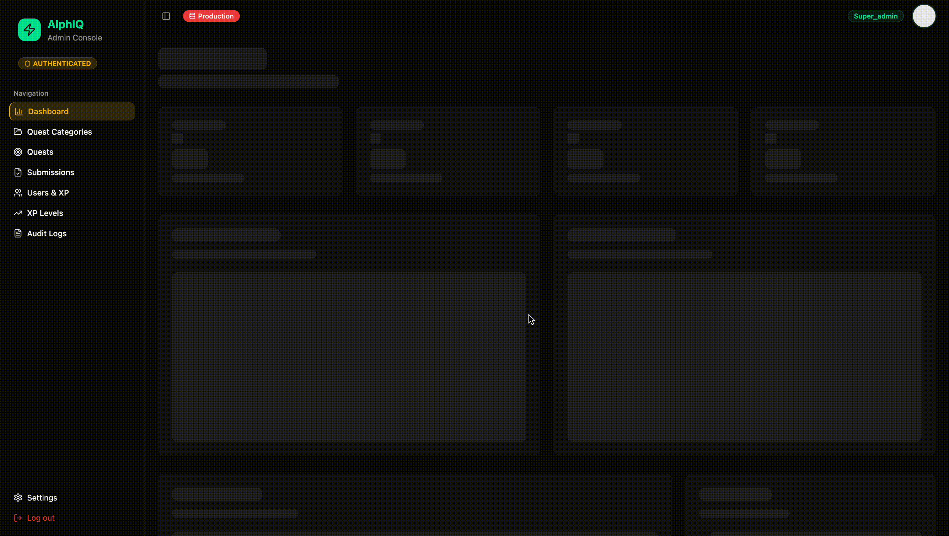 AlphIQ Admin Dashboard – screenshot 1